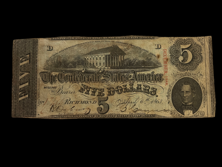 1863 CSA $5 T-60 VF