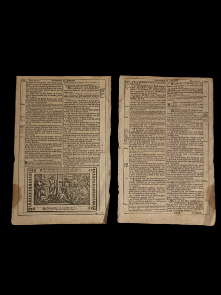 1600s German Bible Woodcut Pages Depicting Resurrection of Christ VERY RARE