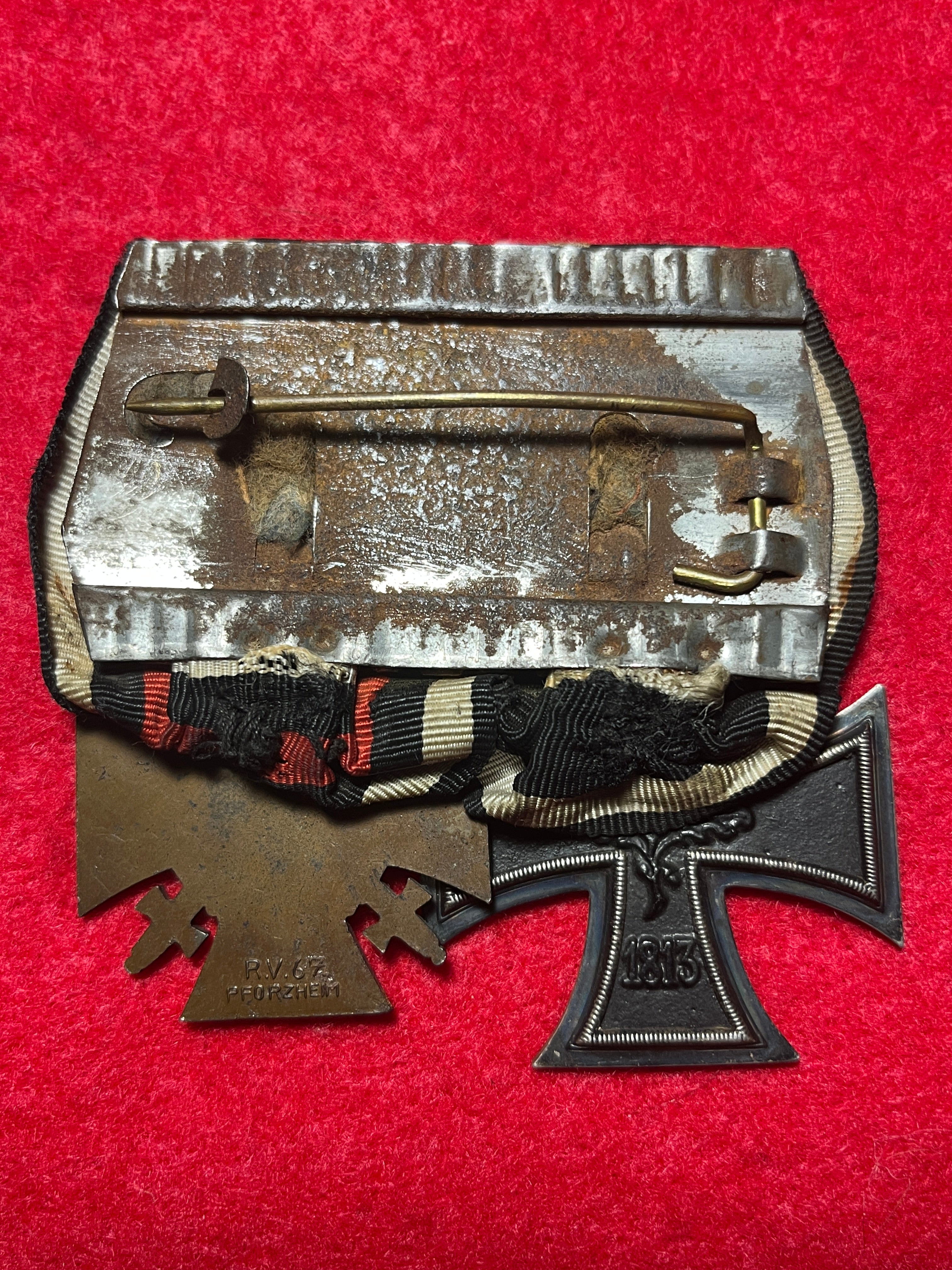 WW1 Iron Cross And Hindenburg Cross Medal Rack