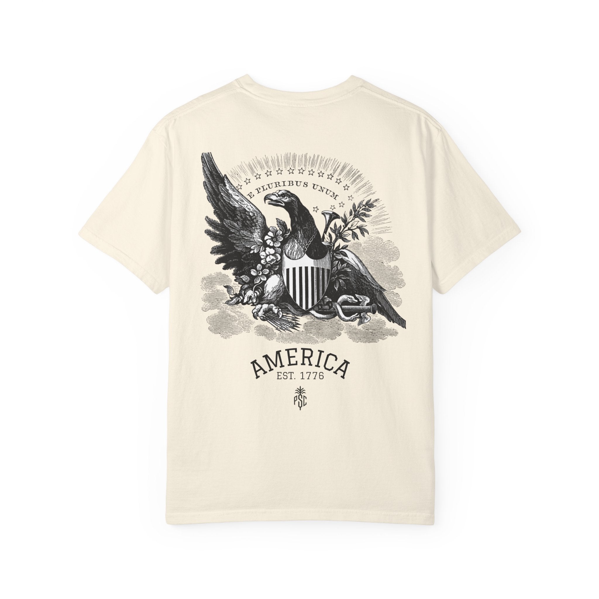 USA 250 Patriotic Eagle Woodcut Tee