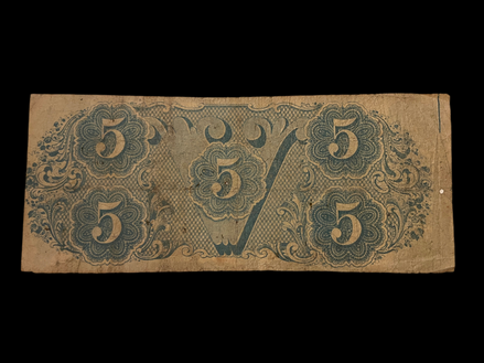 1863 CSA $5 T-60 VF
