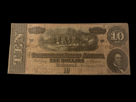 1864 $10 CSA T-68 VF