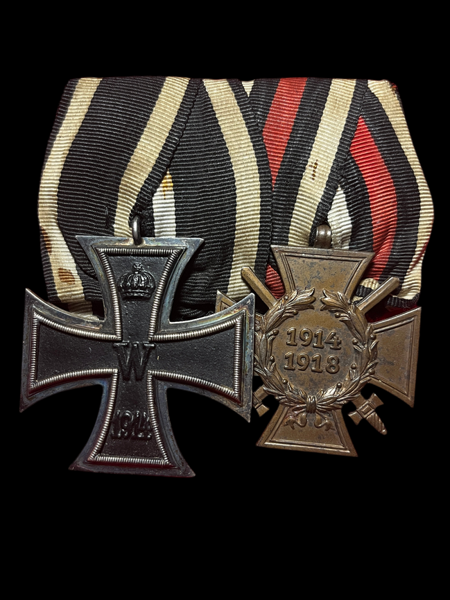 WW1 Iron Cross And Hindenburg Cross Medal Rack