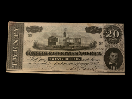 1864 $20 CSA T-67 AU