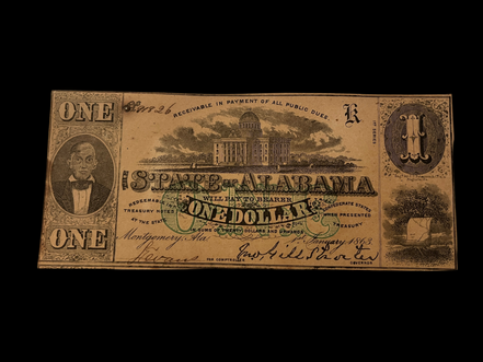 1863 State of Alabama CSA $1 XF-AU
