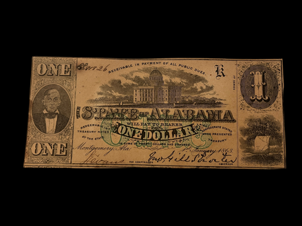 1863 State of Alabama CSA $1 XF-AU