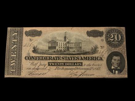 1864 $20 CSA T-67 MS