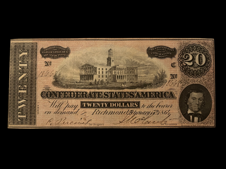 1864 $20 CSA T-67 MS