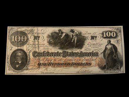 $100 1862 CSA T-41 MS W/Interest Stamps