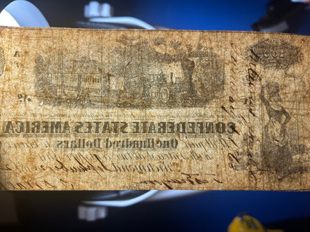 1862 Train Cartouche Confederate 100$ Note XF - AU