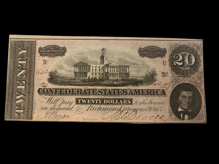 1864 $20 CSA T-67 MS