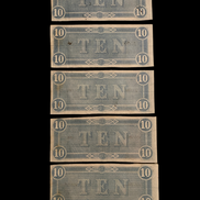 5 Consecutive CSA 10$ 1864 T-68 Notes Gem Mint UNC Ungraded