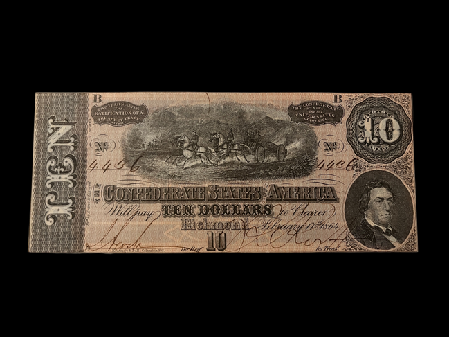 1864 $10 CSA T-68 MS