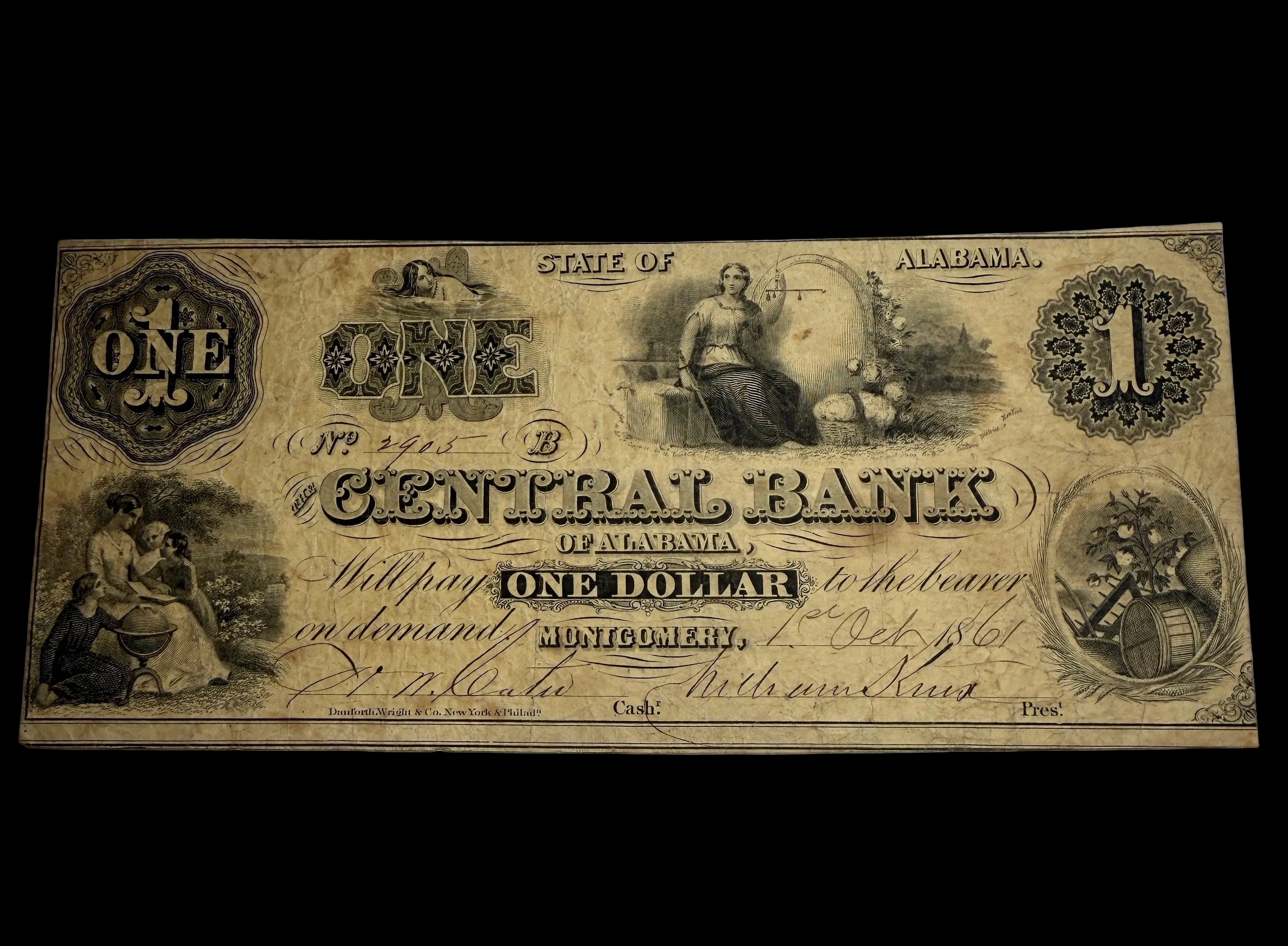 1861 Central Bank of Alabama $1 FN