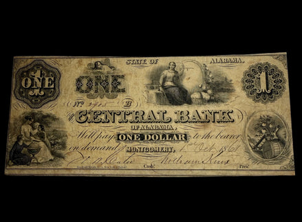 1861 Central Bank of Alabama $1 FN