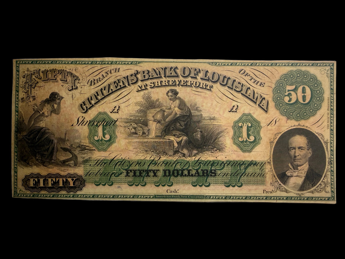 1860s $50 Citizens Bank of Louisiana - Shreveport REMAINDER