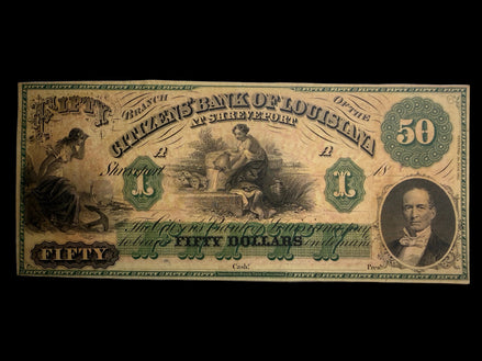 1860s $50 Citizens Bank of Louisiana - Shreveport REMAINDER