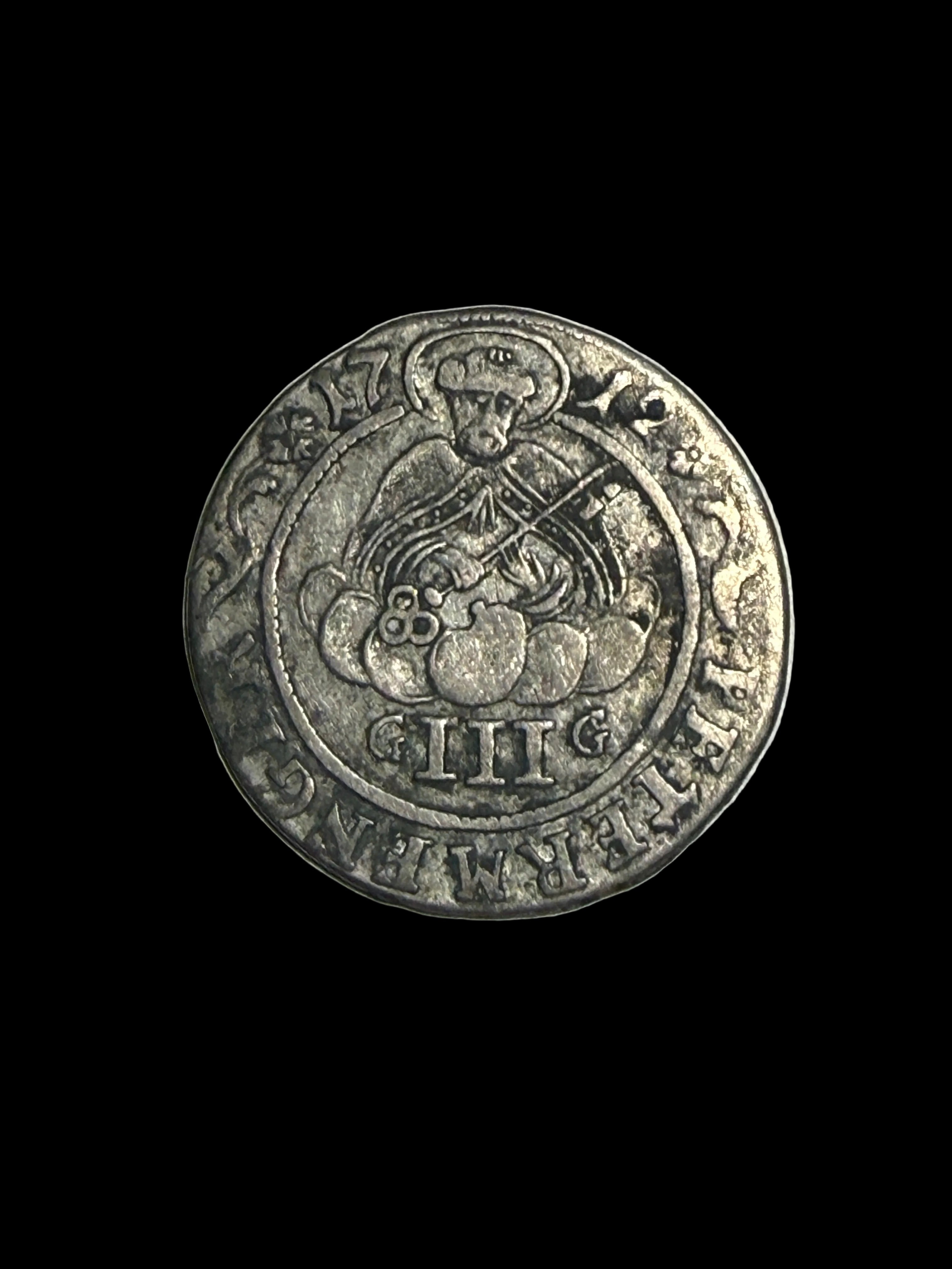 1712 German States, Archbishopric of Trier, Silver 3 Petermenger VF-XF.