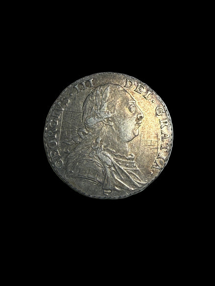 1787 British Shilling “No Stop Above Head” Variety XF Damaged
