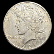 KEY DATE 1921 High Relief Silver Peace Dollar AU58