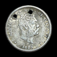 1883 Holed RARE Kingdom of Hawaii Silver Quarter