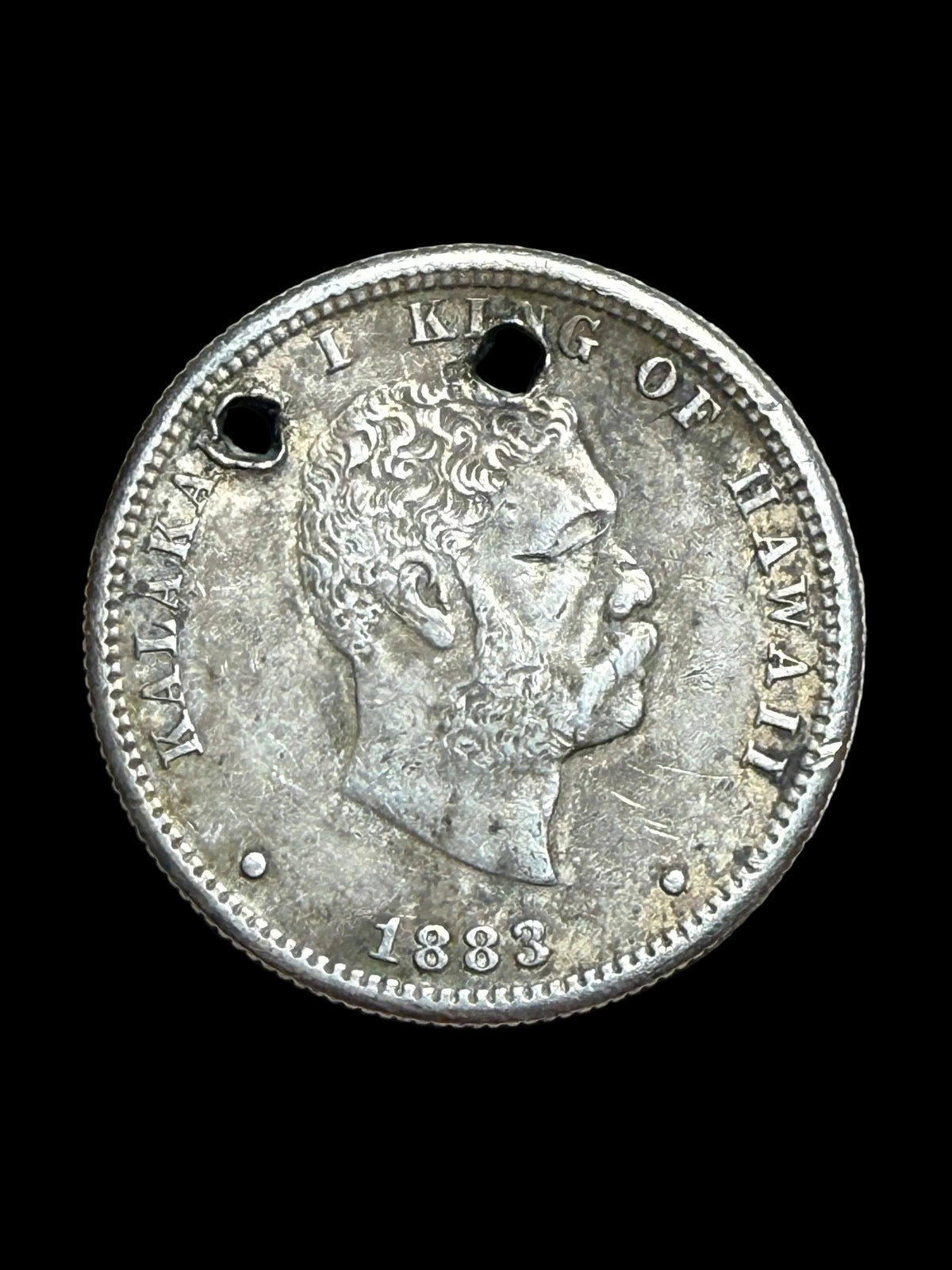 1883 Holed RARE Kingdom of Hawaii Silver Quarter