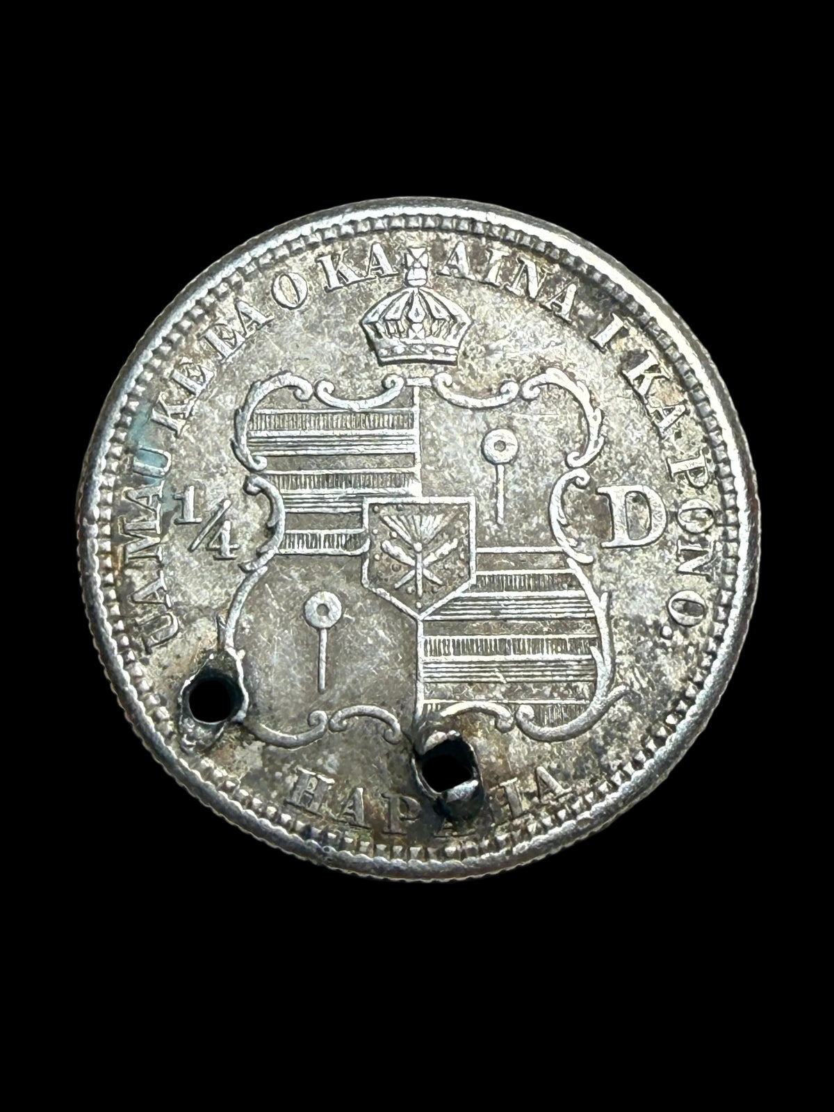 1883 Holed RARE Kingdom of Hawaii Silver Quarter