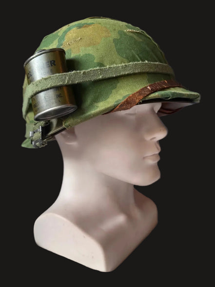 Early Vietnam M1 with 1961 MSA Liner, 1968 Mitchell Cover, & Accessories.