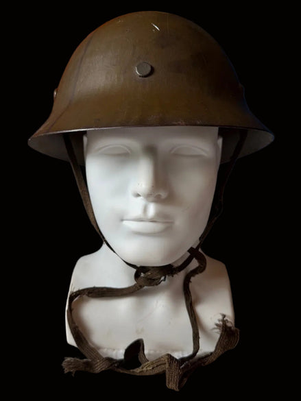 MINT WWII Japanese Civil Defense Helmet With Liner Chinstrap & Name
