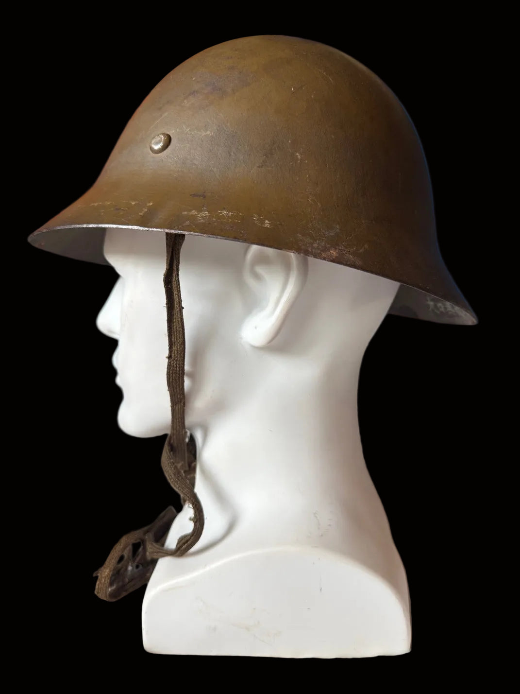MINT WWII Japanese Civil Defense Helmet With Liner Chinstrap & Name