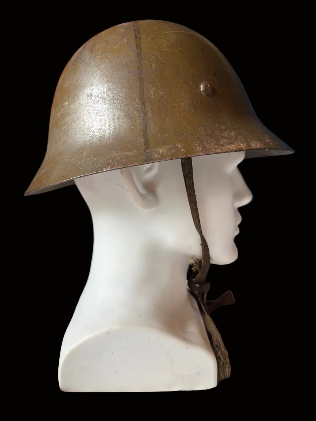 MINT WWII Japanese Civil Defense Helmet With Liner Chinstrap & Name